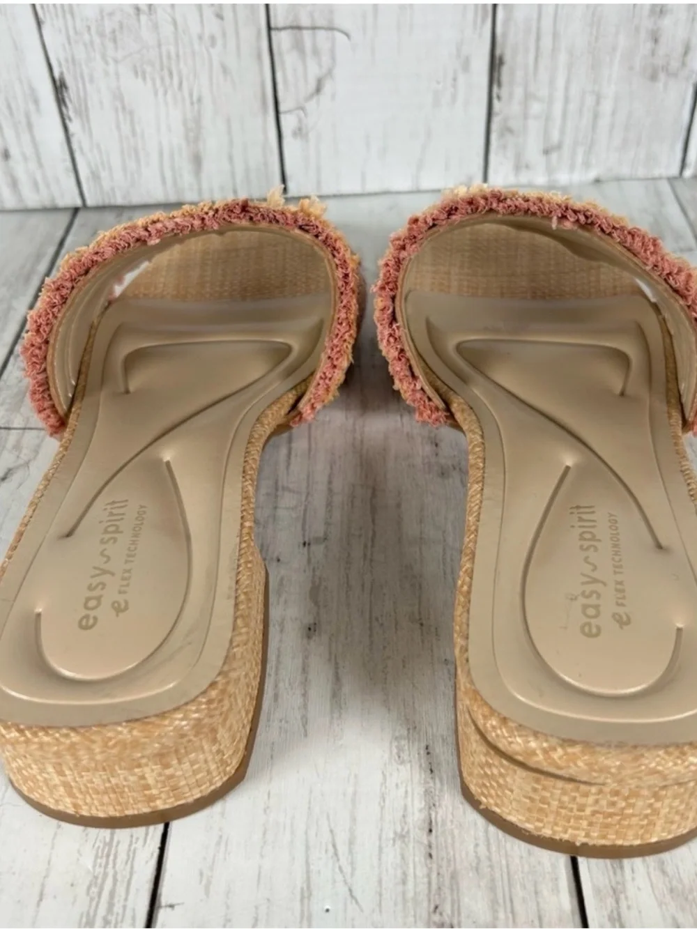 Easy Spirit Graciela Raffia Block Heel Comfort Slide Sandal 9.5 NEW